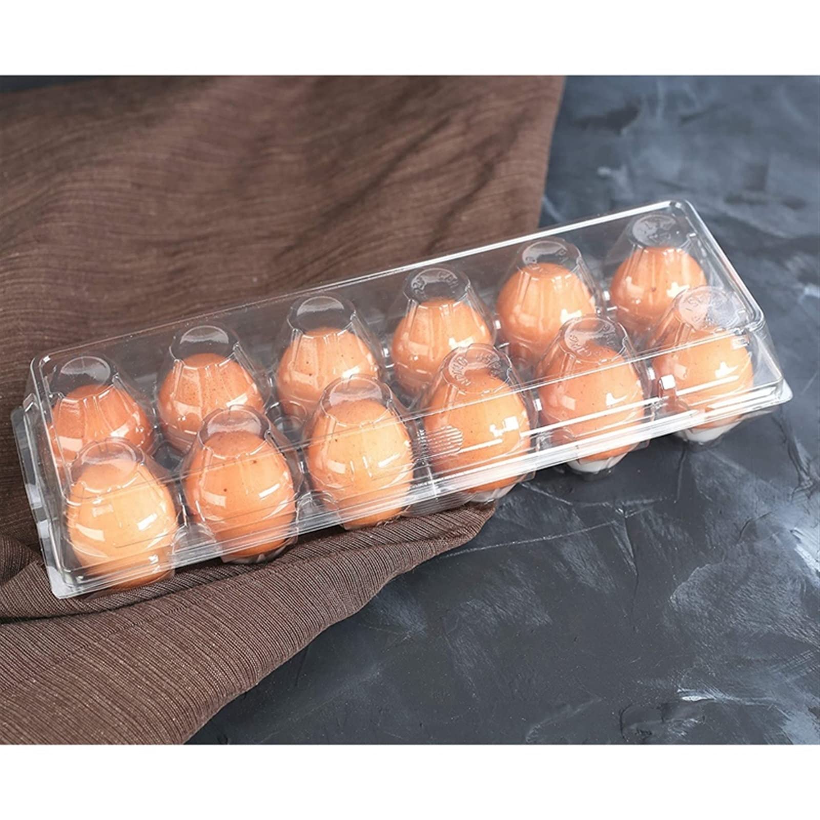 Cubo de Huevos para refrigerador Cartones de Huevos 50 Paquetes, Soporte de cartón de Huevos de plástico para 12 Huevos Soporte de Bandeja de Huevos Transparente Almacenamiento de Huevos de Pollo