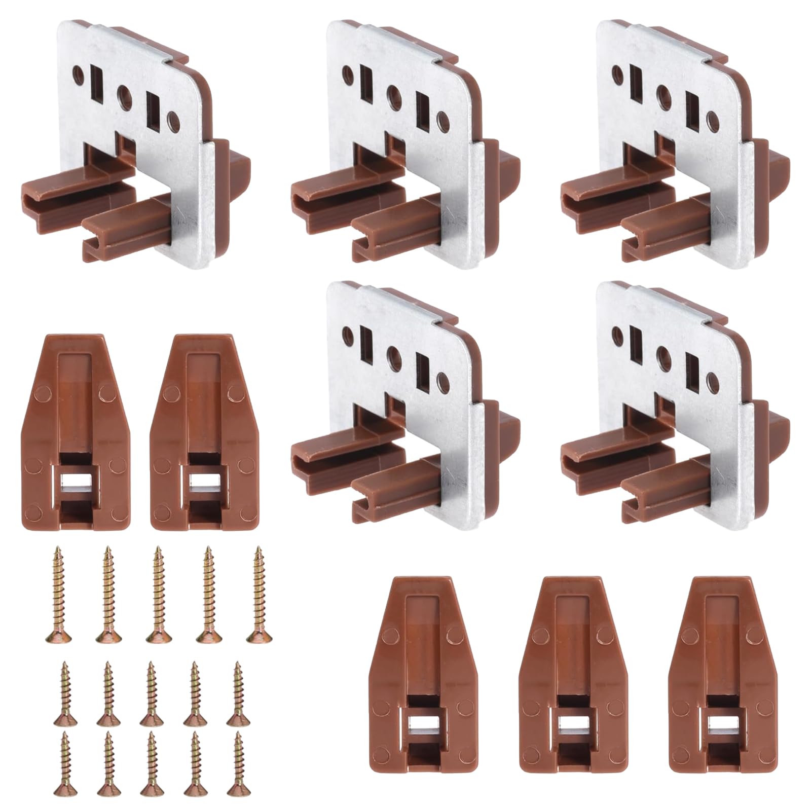 5Pcs Plastic Drawer Slides and Guides - Replacement Parts for Undermount and Center Mount Dresser Drawers with Stopper