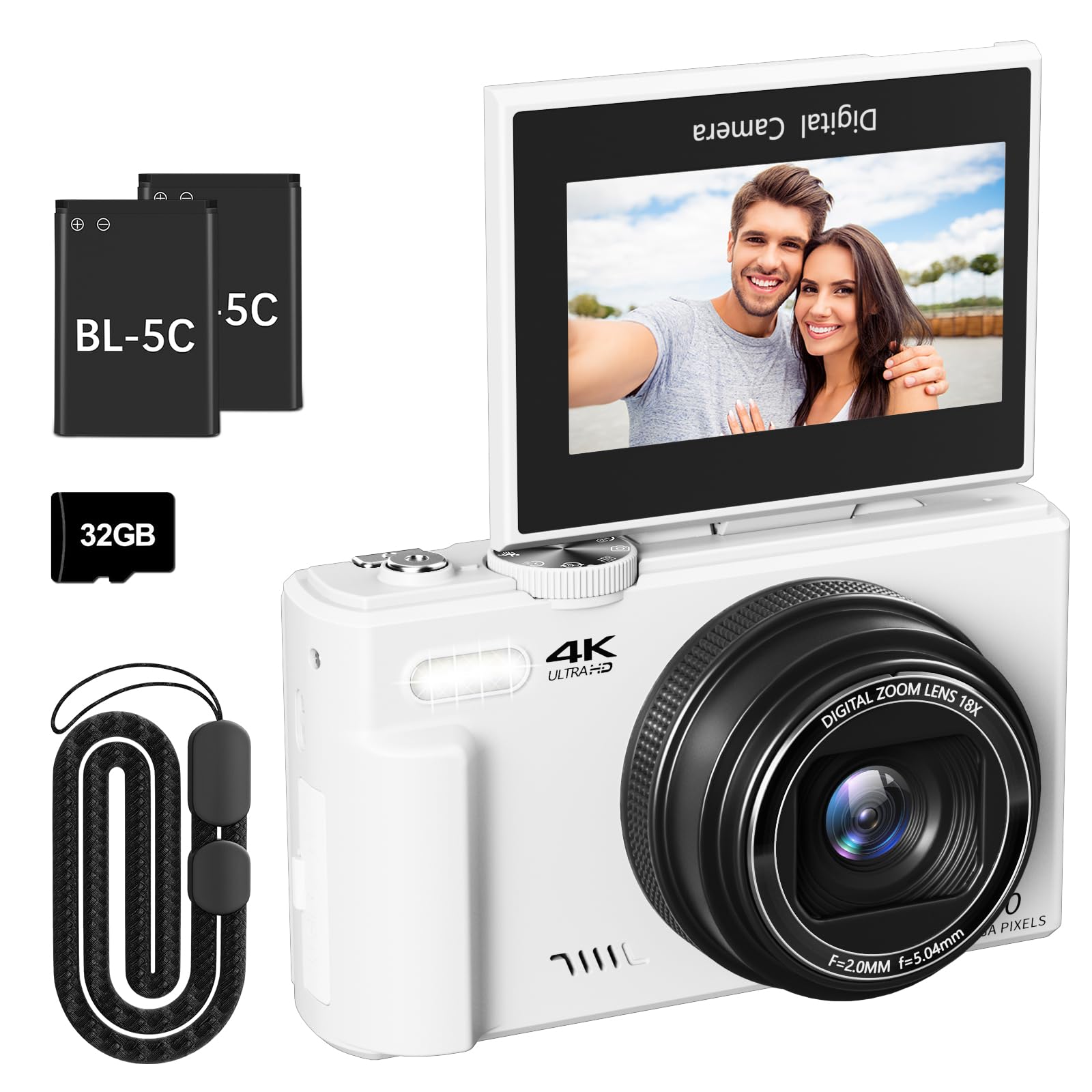 4K Digital Camera for Photography, 64MP Vlogging Camera for