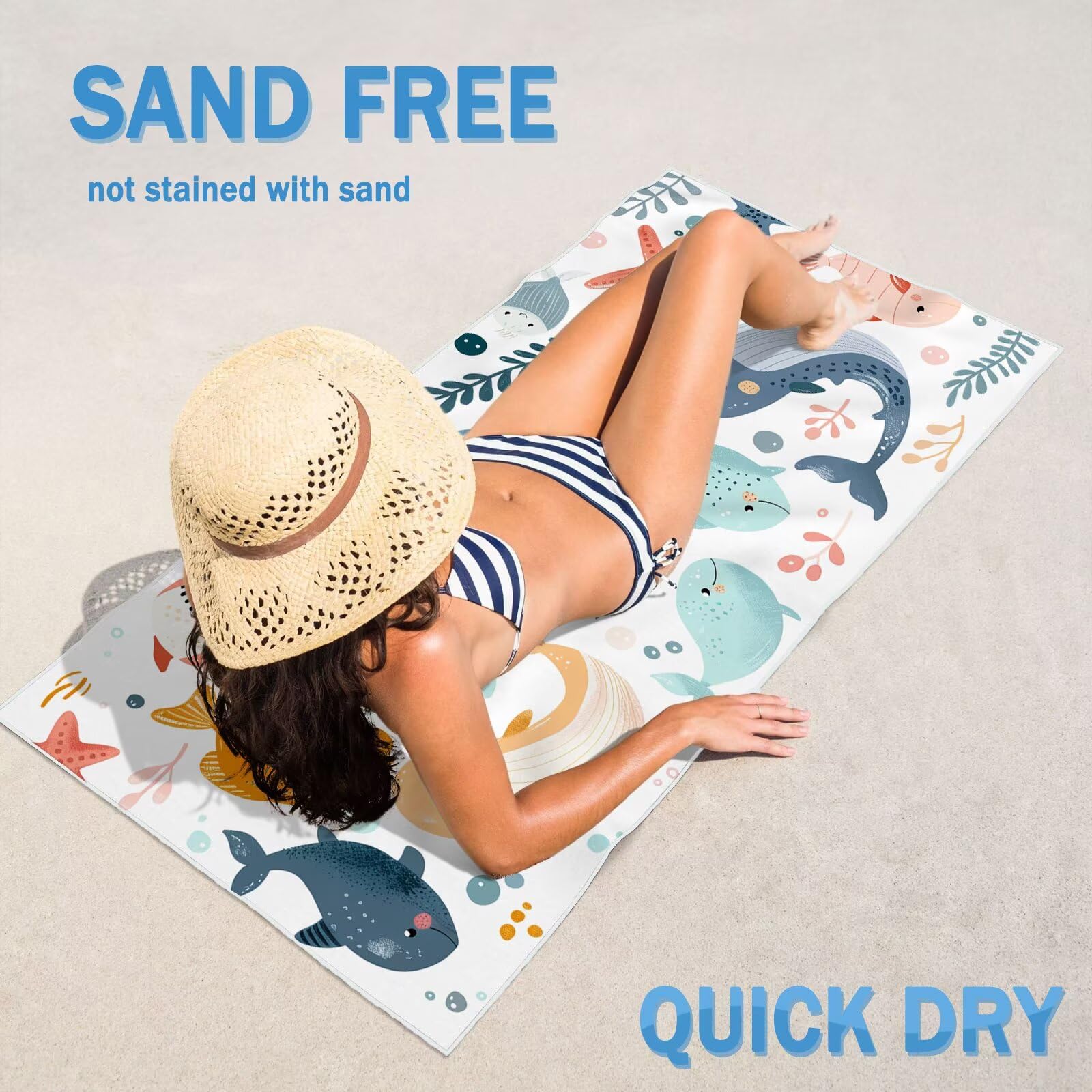 2-pak bardzo dużych 100 x 220 cm uroczy szybkoschnący ręcznik z mikrofibry bez piasku i plażowy, lekki podróżny, kompaktowy ręcznik kempingowy z torbą do przechowywania, chłonny dla kobiet, mężczyzn