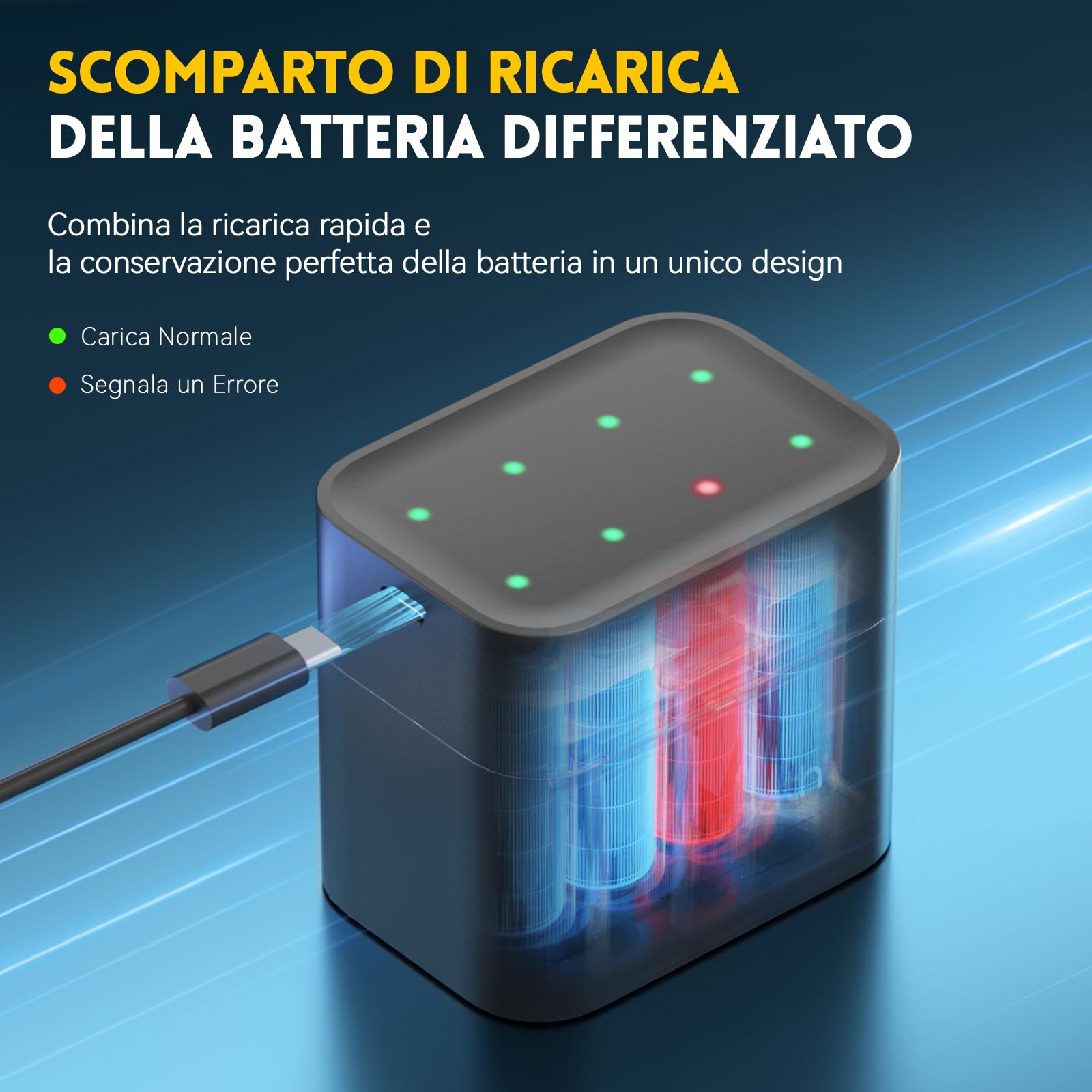 8PCS 1,5V AA Lithium Batterie Ricaricabili con Caricabatterie 8 Slot, 3000mWh Dobbia A Pile Ricaricabili, Ricarica & stoccaggio in Uno