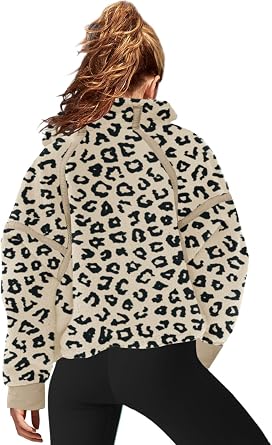 LAMISSCHE Half Zip Sweatshirt Women Oversized Sherpa Jacket V Neck Fleece Pullover Hoodie with Pockets