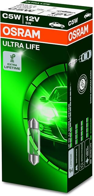 OSRAM ULTRA LIFE, C5W Światła pomocnicze, 6418ULT, 12,0 V, Składane pudełko (10 lampy)