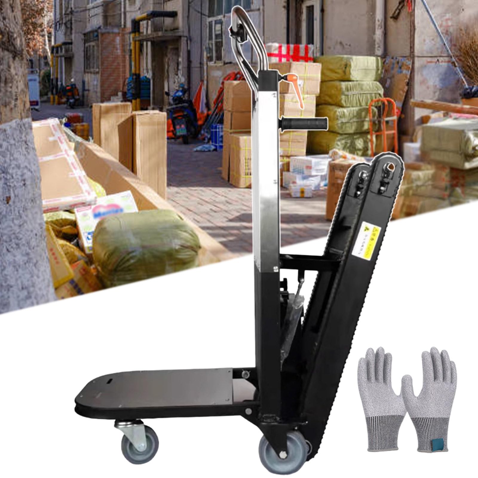 Carrello Saliscale Cingolato, Per Il Trasporto Di Elettrodomestici/Acqua In Bottiglia, Carrello Saliscale Elettrico, Motore Brushless DC Da 500 W, Portata Massima 260 KG