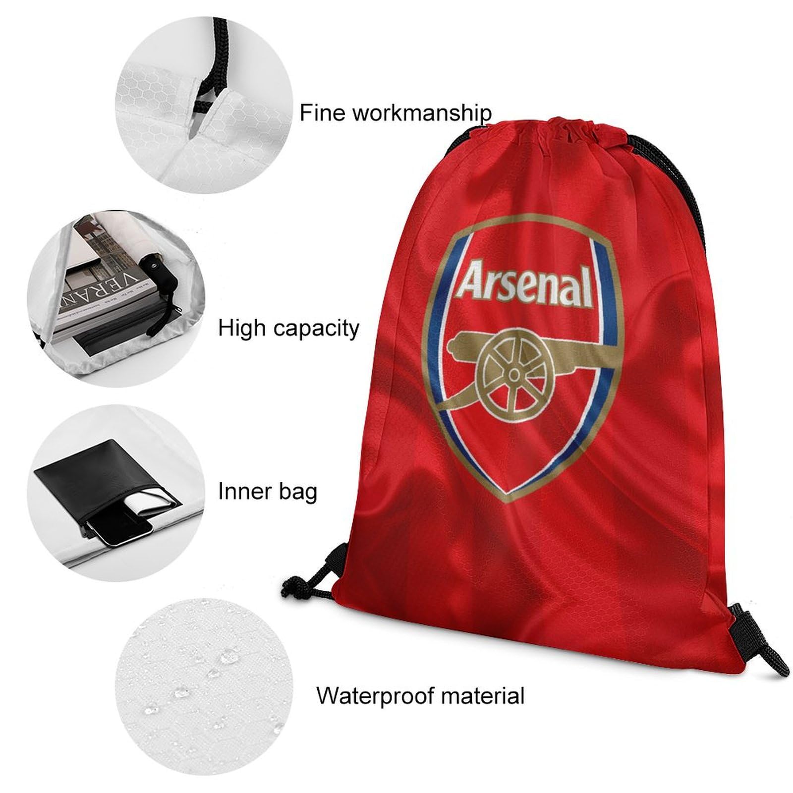 Amazon.co.jp: 巾着袋 アーセナルfc ナップサック ジムサック ドロー