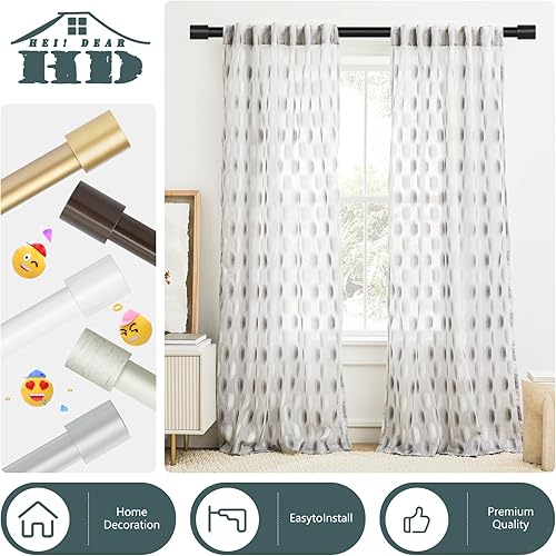 Miniatura 7 de Barras de cortina negras para ventanas de 48 a 84 pulgadas (4-7 pies), barras de cortina resistentes de 1 pulgada de diámetro, barra de cortina