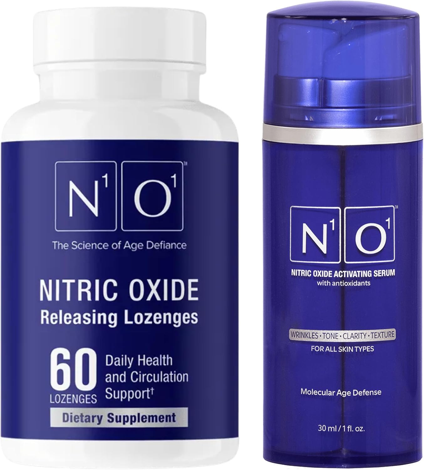 N1O1 Nitric Oxide Lozenges and Face Serum - Heart Health Supplement, Anti-Aging Skincare