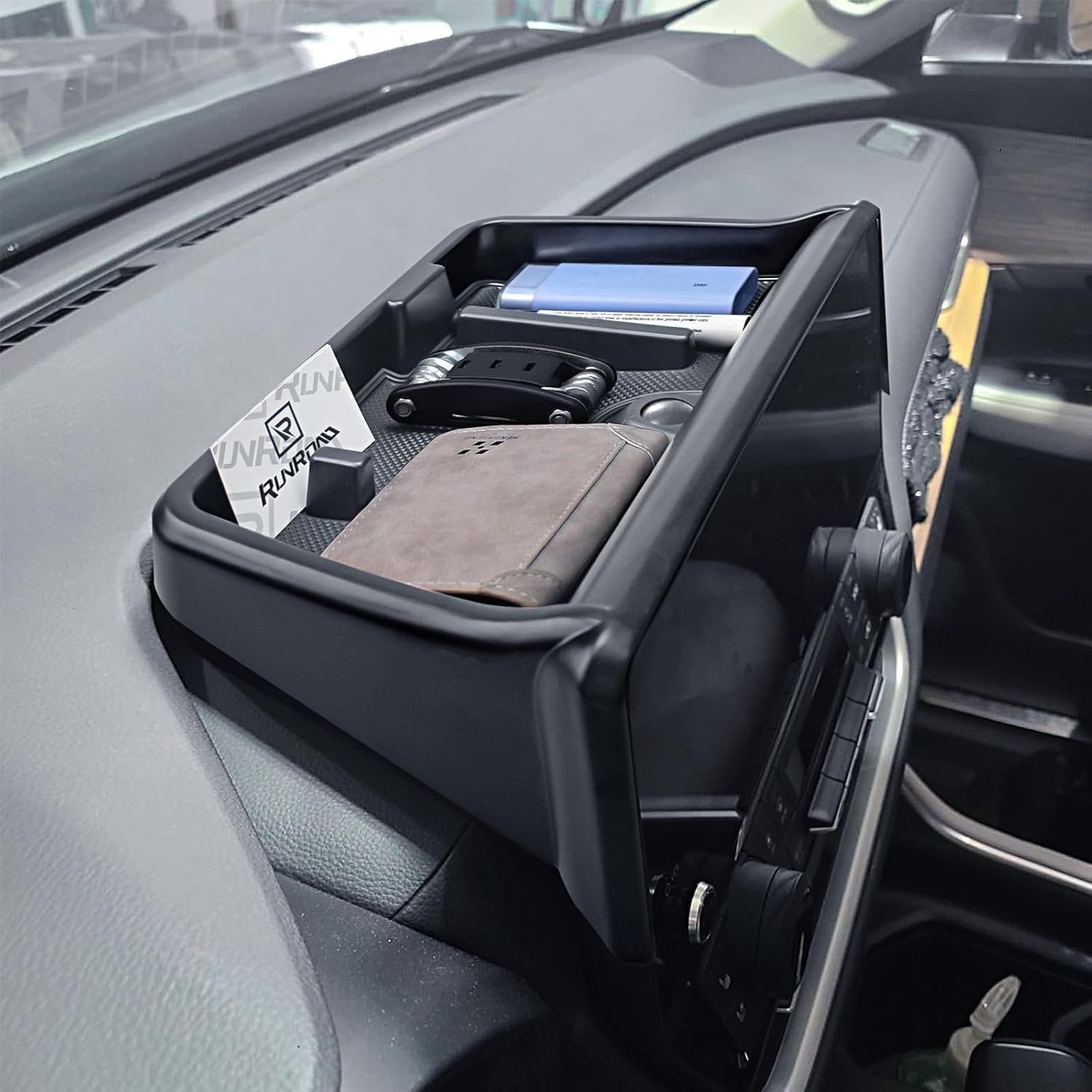 RUNROAD For Highlander Dashboard Behind Screen Organizer Tray Compatible with 2024 2025 2026 Grand Highlander Accessories, Dash Board Storage Tray Center Console Armrest Storage Box Sunglasses Holder