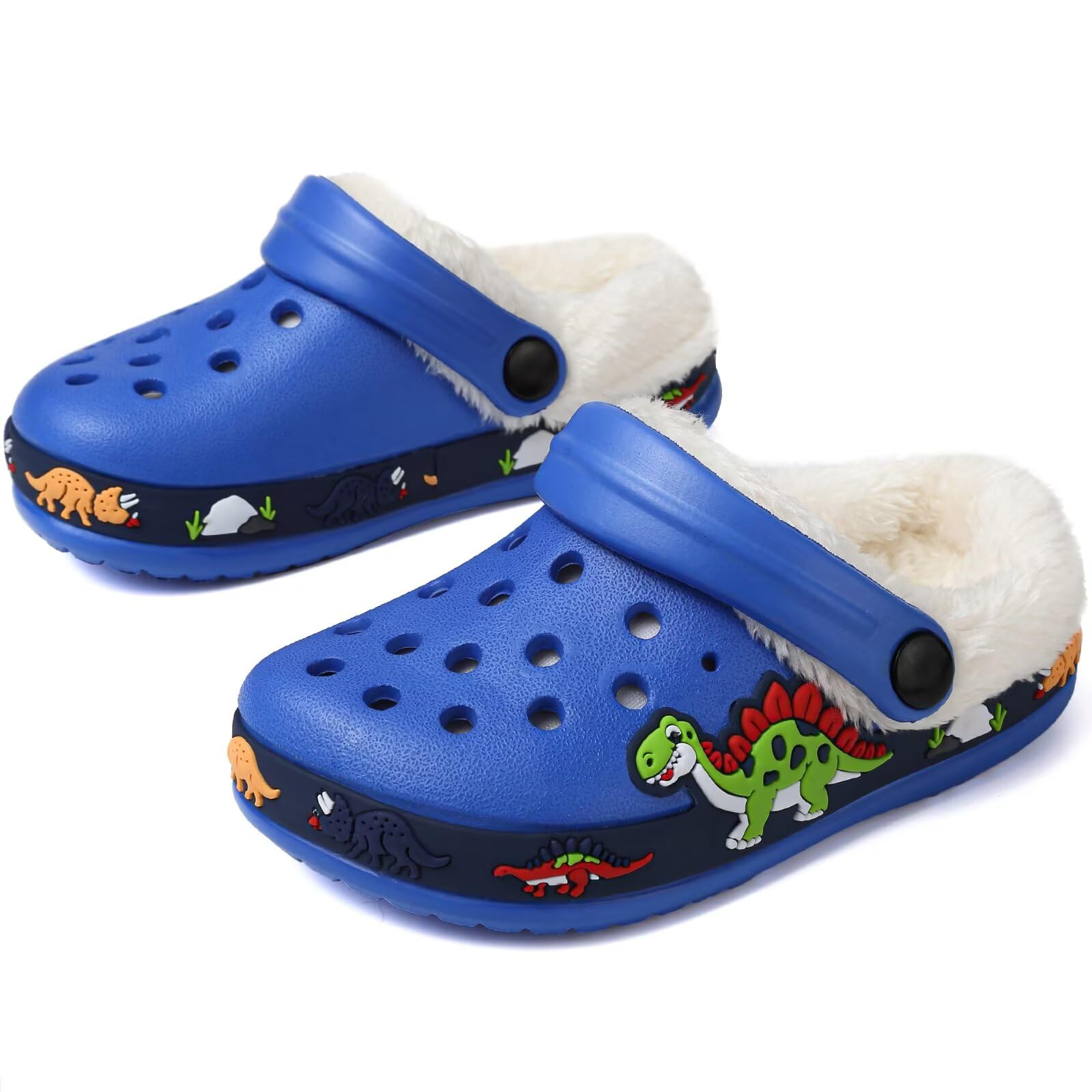 Toddler Lined Clog Slippers Winter Garden Sandals Kids House Shoes Warm Slip On Sneakers Cartoon Slides for Boys and Girls Children Indoor Outdoor