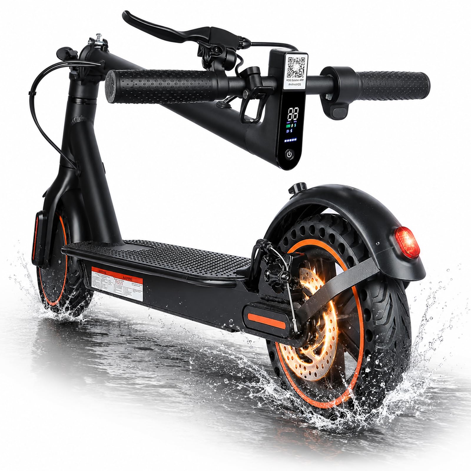 Trottinette Electrique Adulte Pliable, Batterie 36V 7.8AH Autonomie 25-30km | Pneus 8.5″ Pleins anti-Crevaison • Double Frein EABS+Disque • Pliable 3s • Étanche IPX5 • Idéal pour trajet, campus, pluie