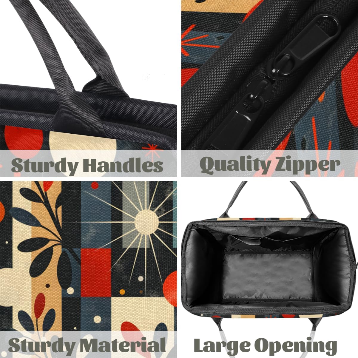 Retro Square Overnight Weekender Bag for Women Men Travel Duffel Bags Waterproof Luggage Carry on Sports Yoga Gym Bag