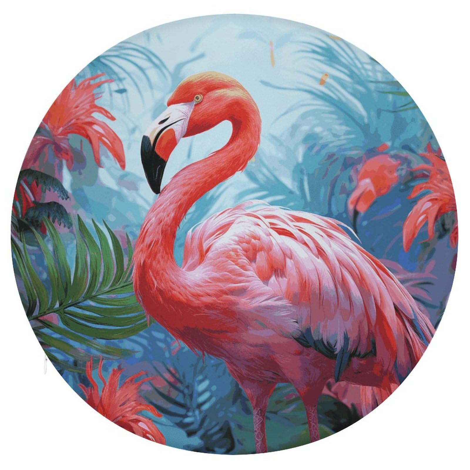 FekiLoot Painted Flamingo Seat Cushion Comfort Memory Foam Seat Cushion Chair Pad Soft Round Stool Cushion Chair Cushion Removable Washable Cover for Home Office Outdoor Bistro 15.35 Inch