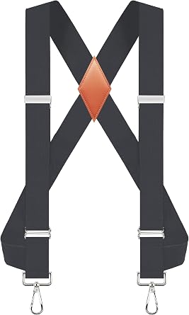 Mens Trucker Side Clip Suspenders Heavy Duty X Back 1.4" Wide Brace Gift
