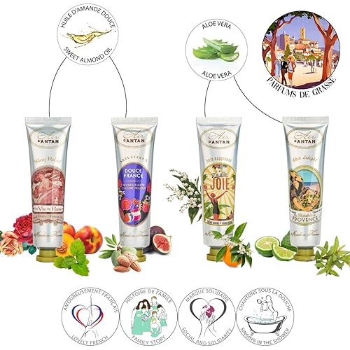 Miniatura 2 de UnAir d'Antan, set de regalo de loción de manos para mujer, 4 piezas, crema de manos con manteca de karité, aceite de almendras dulces, 4 crema de