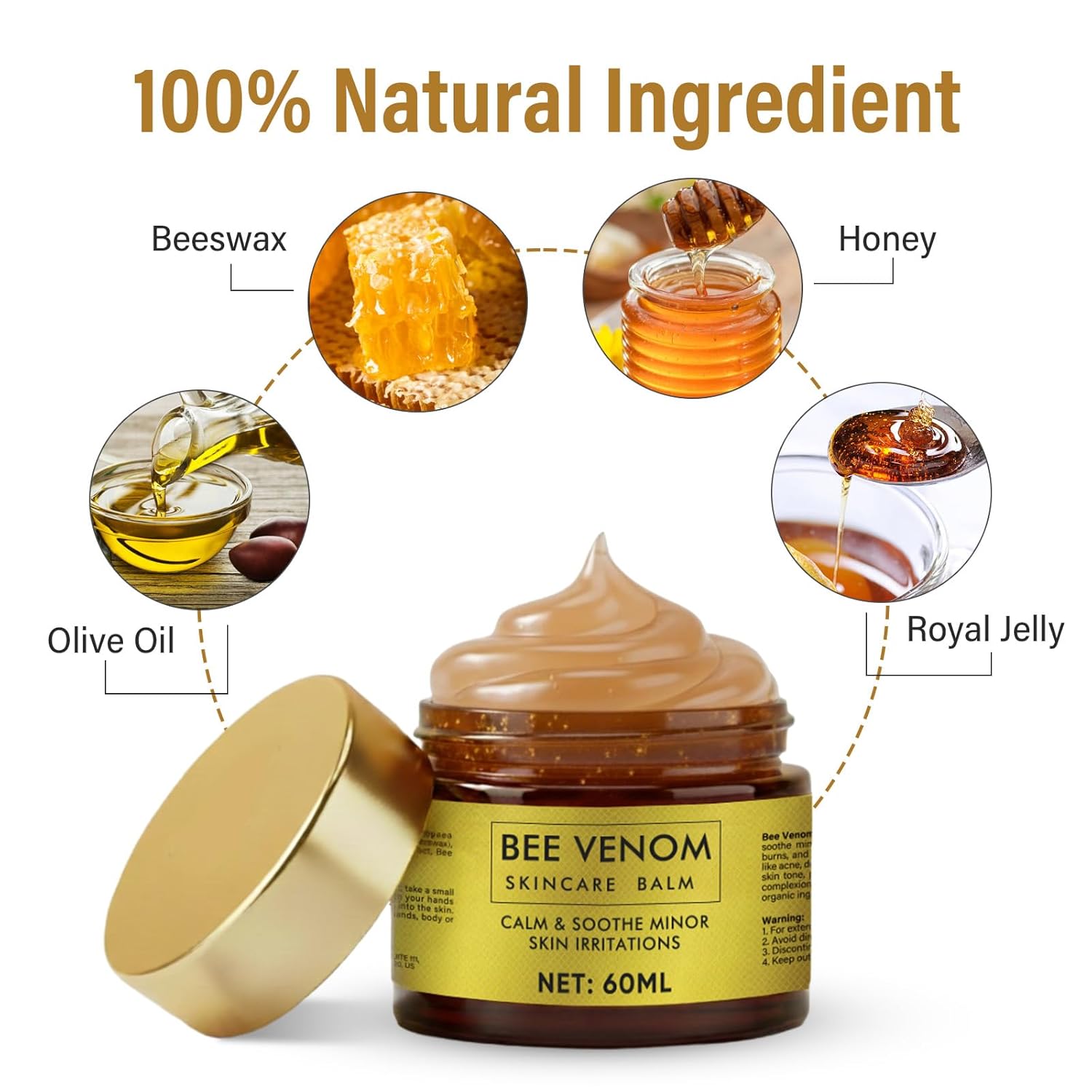 Bee Venom Skin Treatment Cream, Natural Face Lifting and Firming, Reduces Skin Blemishes, Gentle and Non-Irritating for All Skin Types,60ml - Image 5