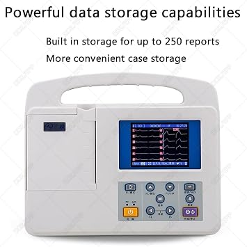 Portable Digital ECG Monitor, 3 Channel 12 Leads Vital Signs Monitor, 3.5-inch Color LCD Screen, Electrocardiograph PC Software, For Home, Hospital
