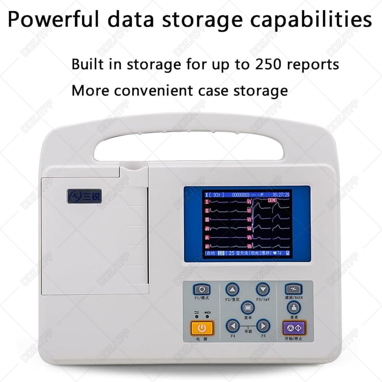 Monitor ECG Portatile, 3 Canali 12 Cavi Cardiofrequenzimetro, Schermo LCD a Colori da 3,5 Pollici, Elettrocardiografo, per La Casa, Ospedale