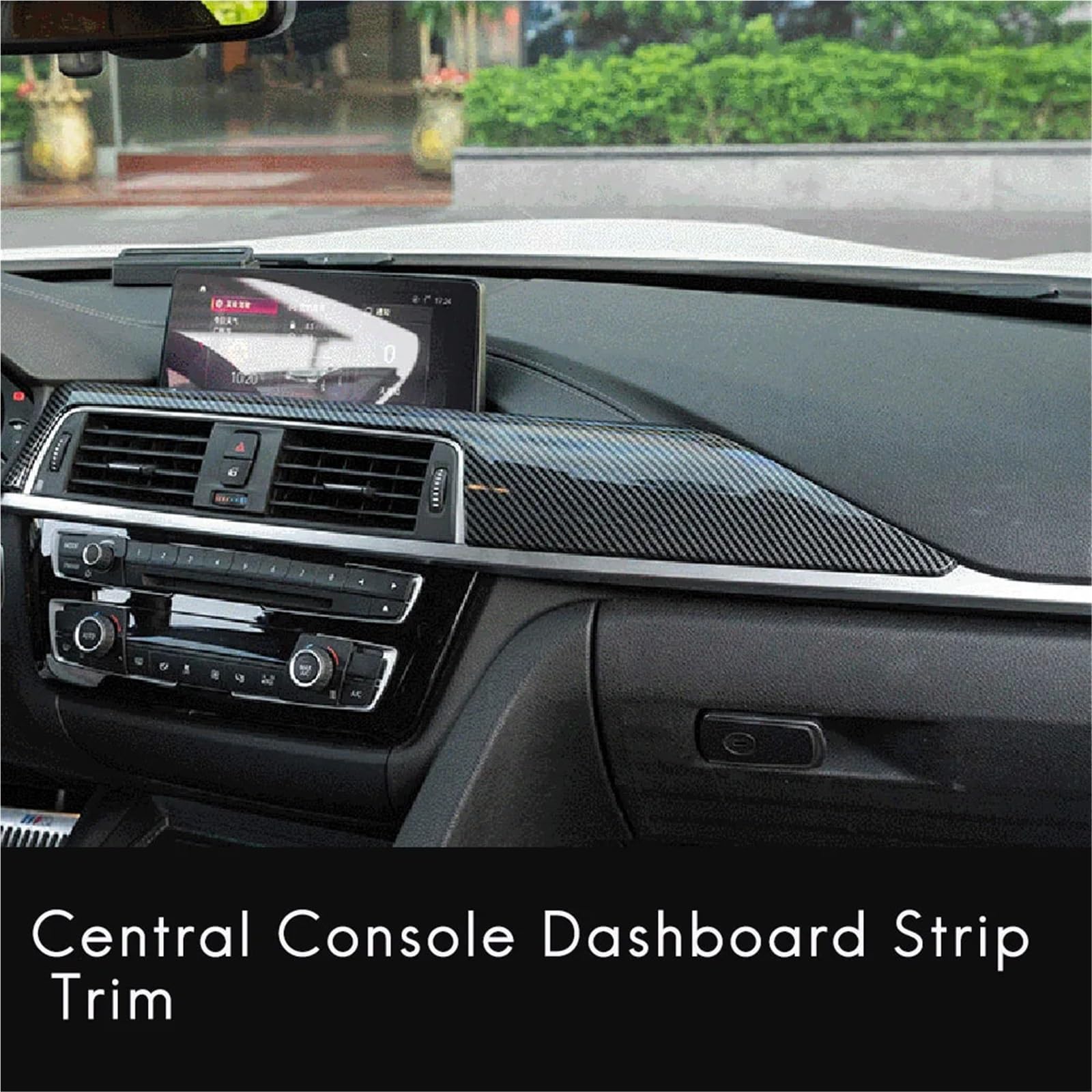 Folia na panel‌ Okleina skrzynia biegów‌ Pasuje do BMW serii 3 4 F30 F31 F32 F34 2013-2019 Carbon Fiber Central Dashboard Strip Trim + Lewa osłona otworu wentylacyjnego
