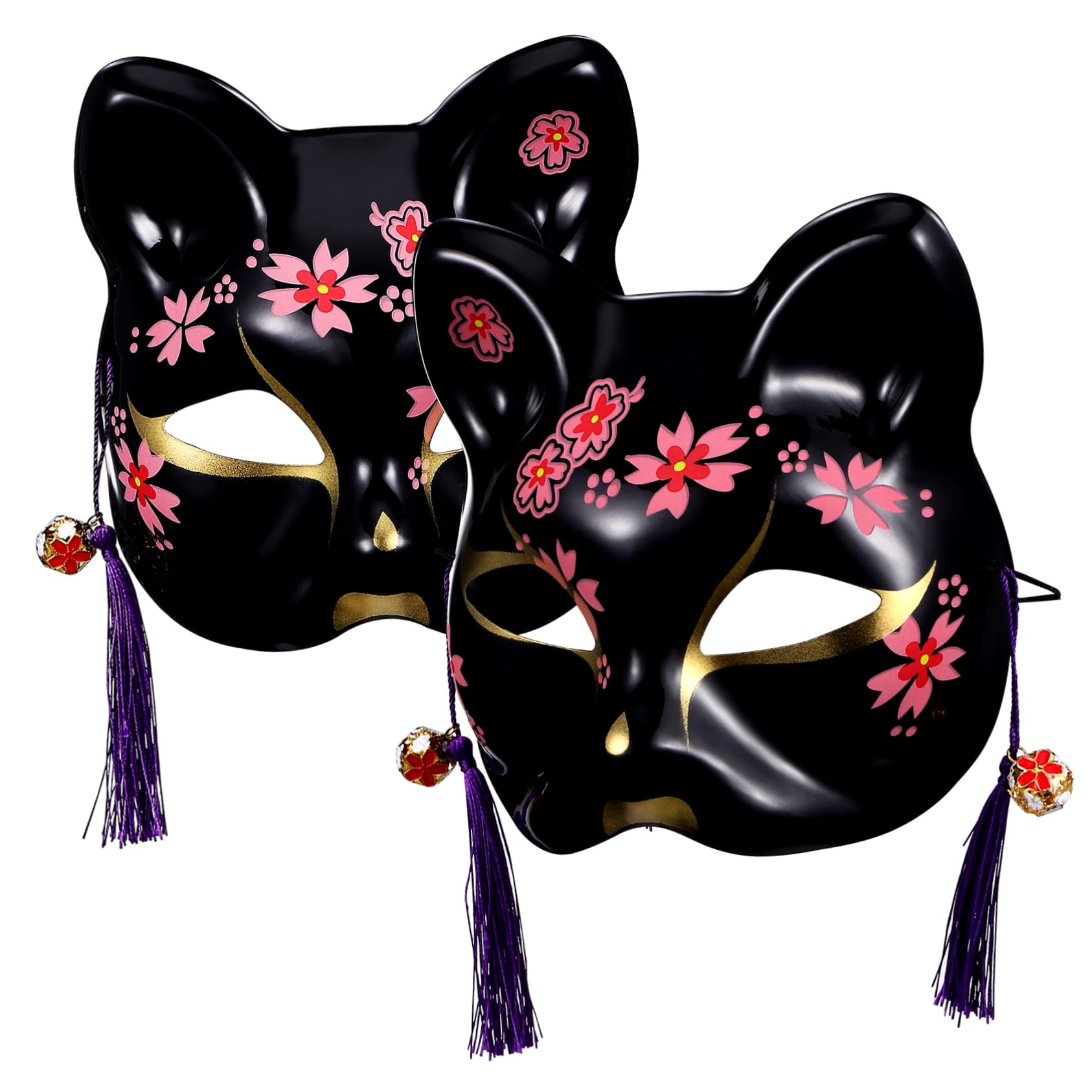 GAROZATION Cherry Blossom Cat Masks Women's Neko Cosplay Masquerade Masks for Parties
