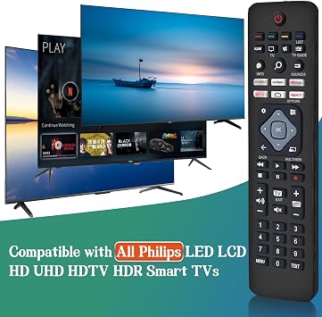 Philips tv Remote Control, Compatible with All Philips Smart TVs, LED, LCD, HDTV, 3D, With 6 Shortcut Buttons