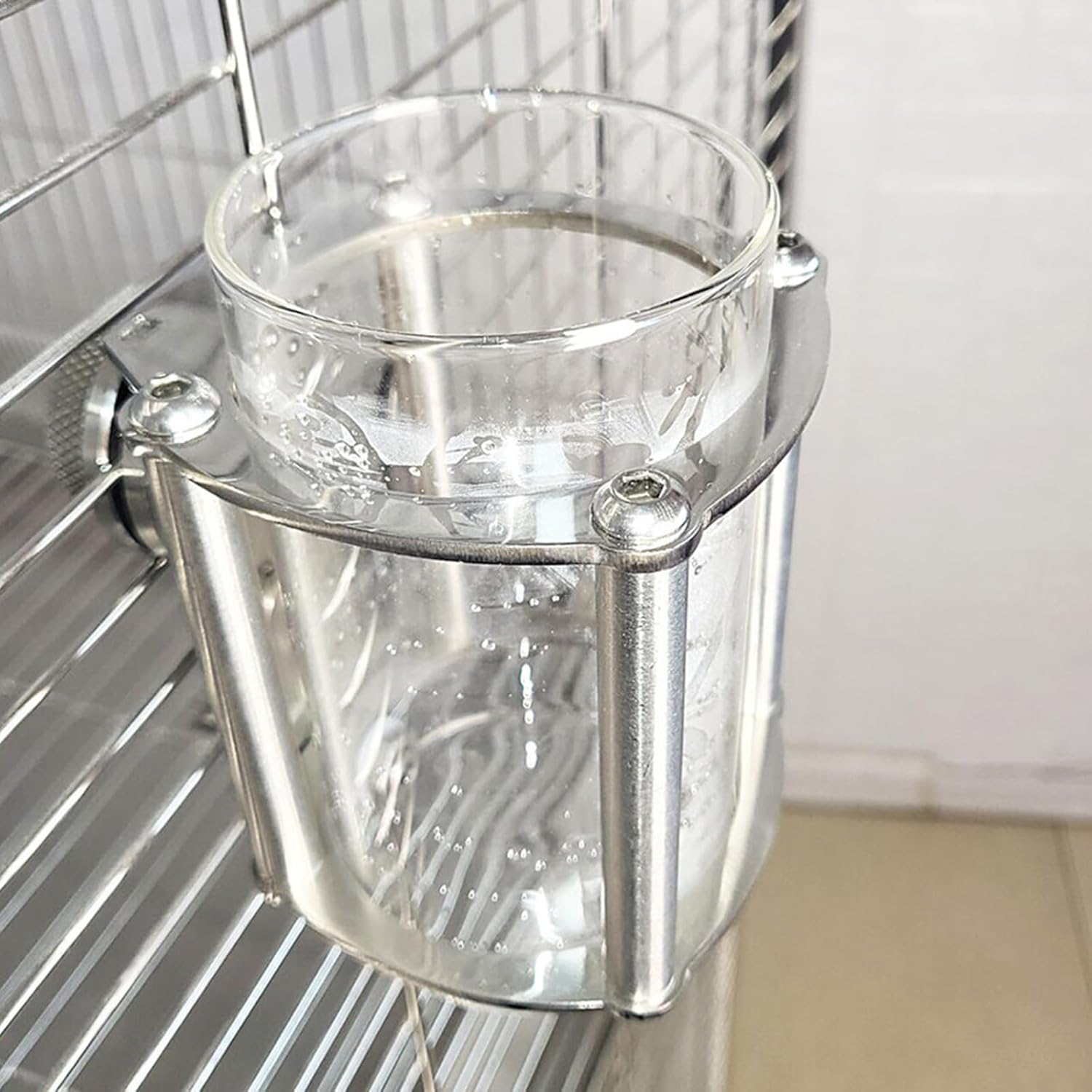 Dispensador de agua para pájaros y animales pequeños, diseño de acero inoxidable antigoteo, capacidad de 50 ml/1000 ml para loros, conejos y roedores