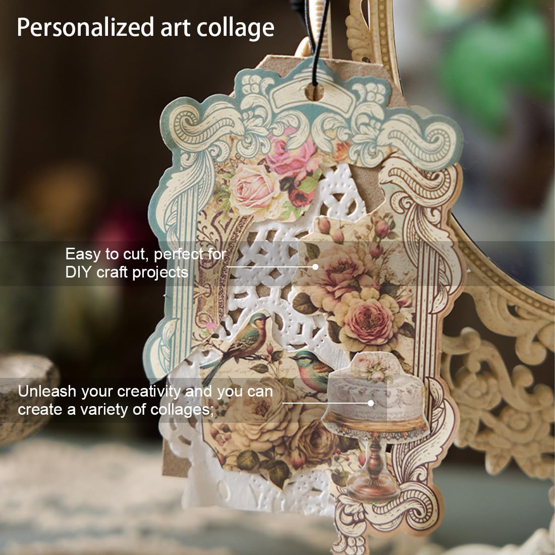 100 Fogli Carta Vintage Per Scrapbooking - 50 Design Unici 100x140mm | Per Journaling, Decoupage E DIY - Foto 4