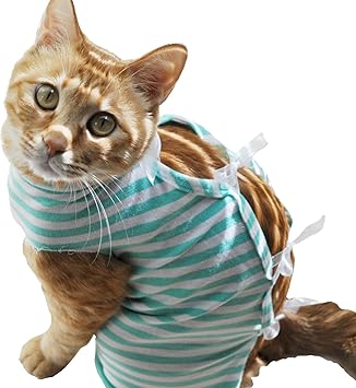 Amazon Innovation Factory 去勢後服 去勢手術服 去勢 エリザベスカラー 猫術後服 猫保護服 猫 子猫用 ペット 避妊 術後服 手術着 傷口保護 舐めない 雄 雌 猫洋服 取扱説明書付 S グリーンチェック Innovation Factory 術後ウェア 通販