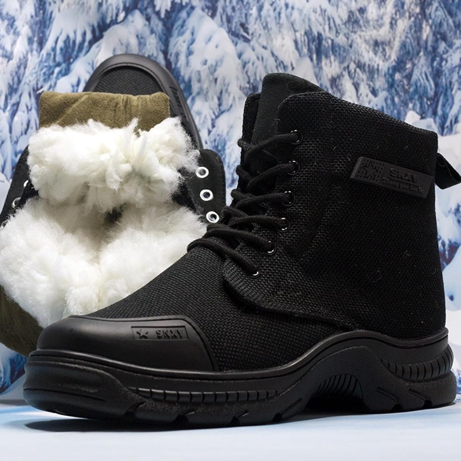 [GUREITOJP] マウンテンブーツ メンズ 安全靴 レースアップ スノーブーツ ボア ショート 厚底 防滑 トレッキングシュー