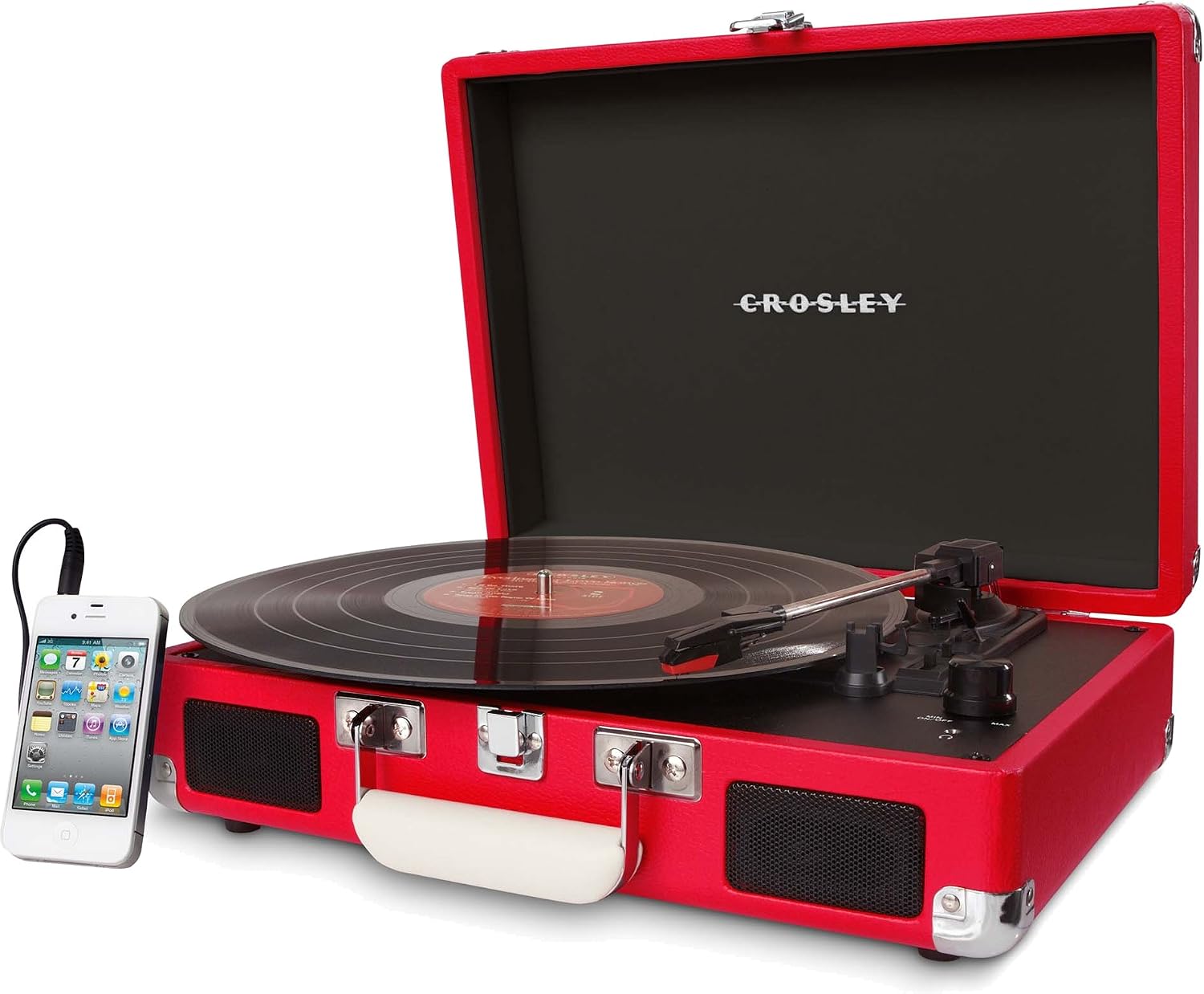 Crosley CR8005A-RE Cruiser Portable 3-Speed Turntable, Red