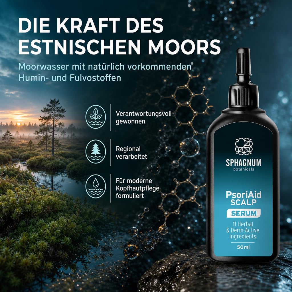 Sphagnum Botanicals Pre-Shampoo Serum for Psoriasis Scalp - 17 active ingredients with Salicylic Acid 2.5%. 50ml