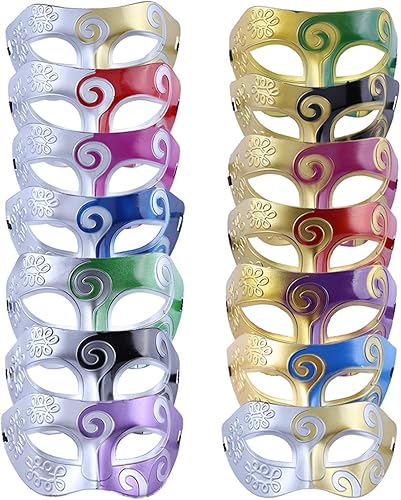 Giveme5 14 máscaras venecianas unisex para mascarada, estilo vintage, estilo jazz, para mujeres y hombres, para disfraz de Halloween, medio