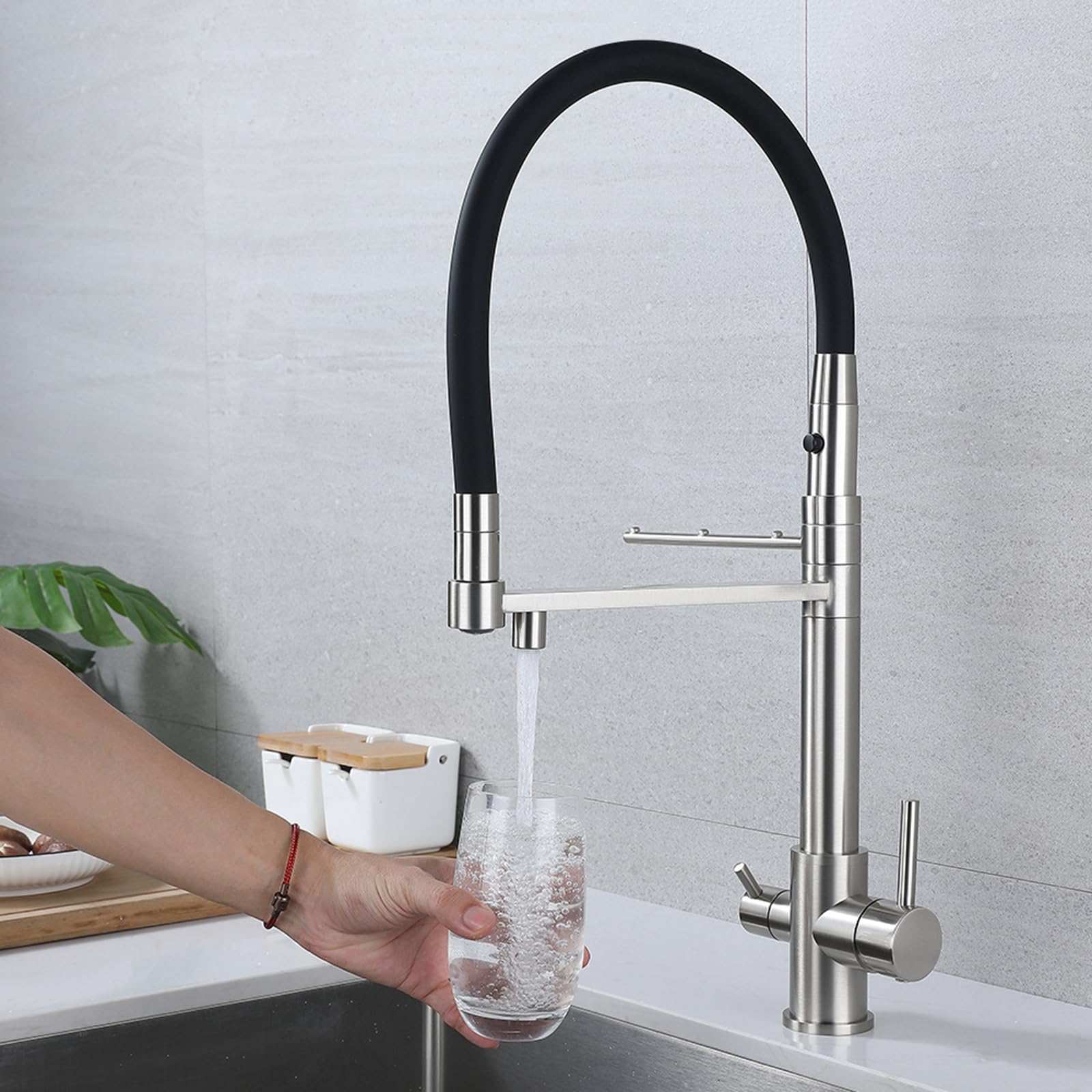 Mitigeur d'évier de cuisine extractible et robinet de filtre à eau intégré