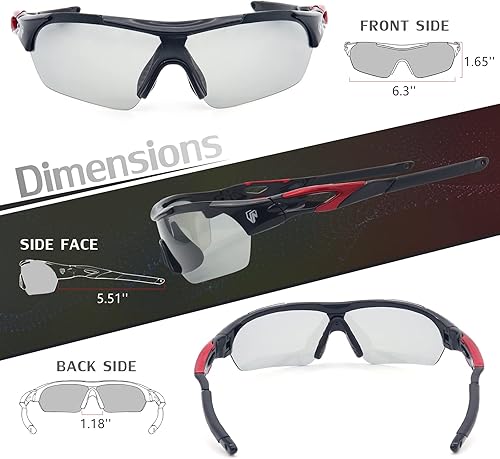 Miniatura 5 de UKNOW Gafas de sol deportivas polarizadas para hombres y mujeres gafas de sol fotocromáticas con protección UV con 2 lentes para ciclismo conducción