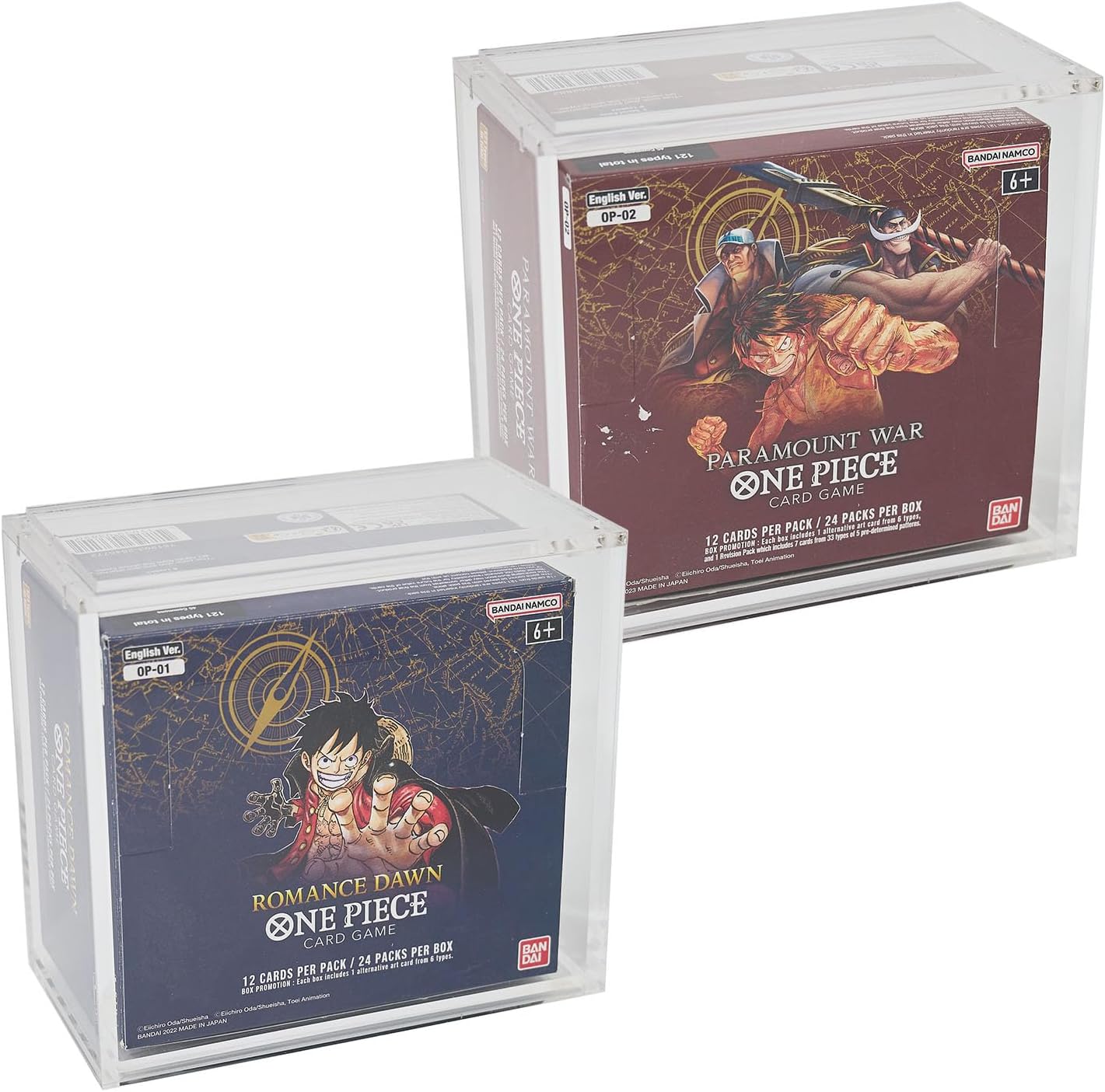 Platinum Protectors Premium Acrylic Display Case for One Piece Booster Box - OP-01, OP-02 Original Print - Magnetic Top, Stackable, UV Protection