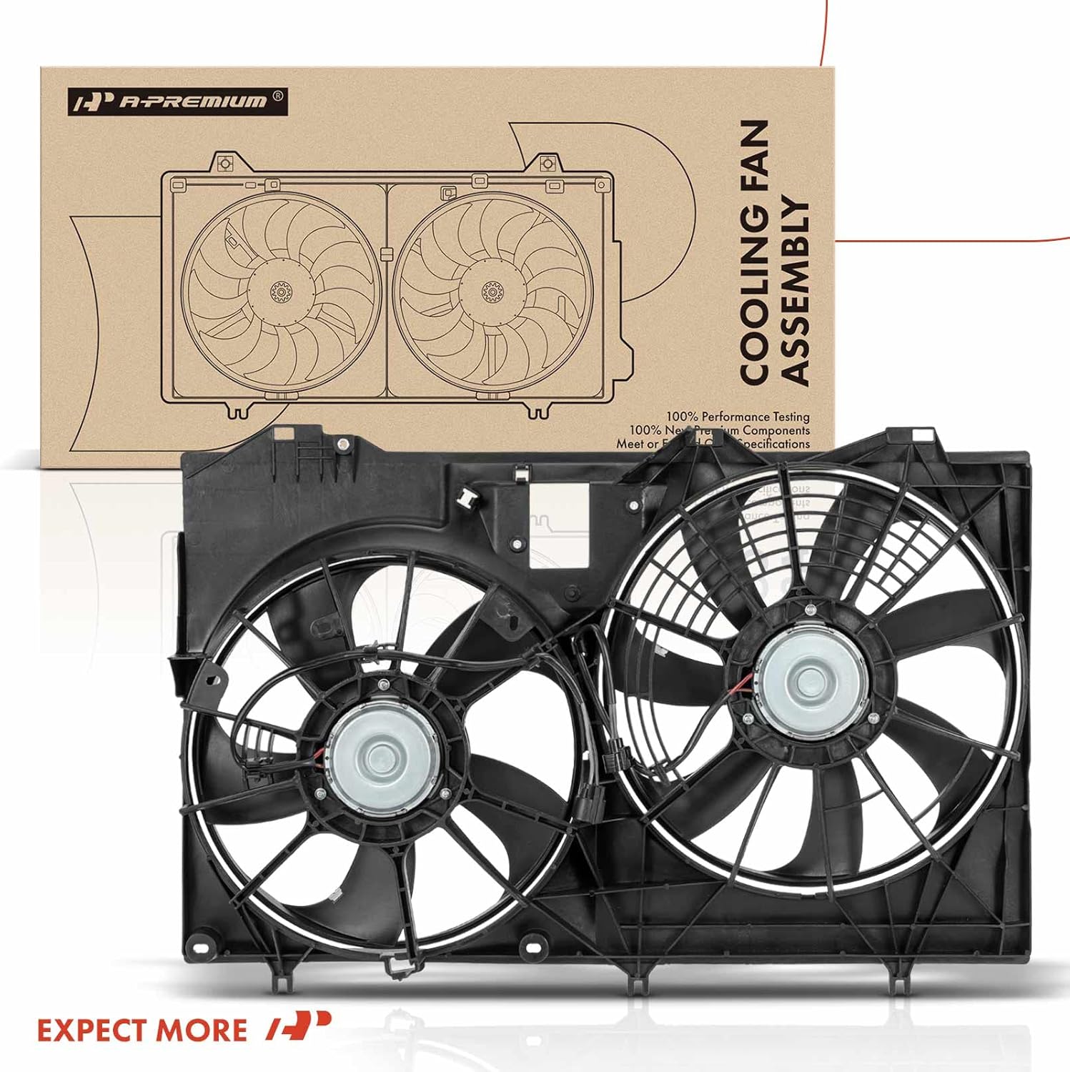 A-Premium Engine Radiator Cooling Fan Assembly Compatible with Select Toyota & Lexus Models - Sienna 2011-2016, RX350 2010-2015, fits with Trailer Tow Package - Replace# 163610P180, 163610P440