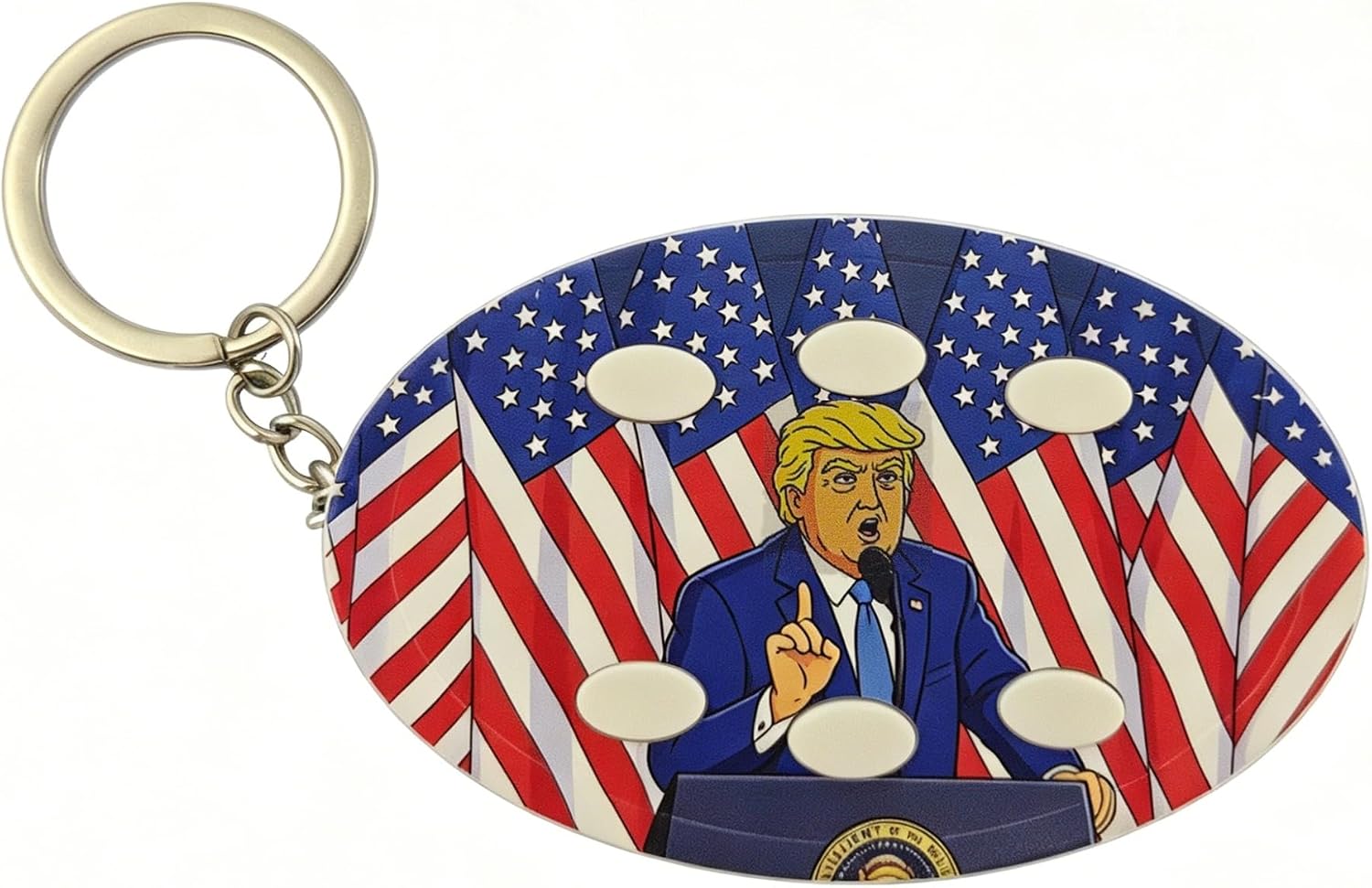 Keychain For Supporters of Donald President Funny Keychains Talking Button 6 Voice Humorous Novelty Gag Gift For Friend, Family, Women, Man, One Size