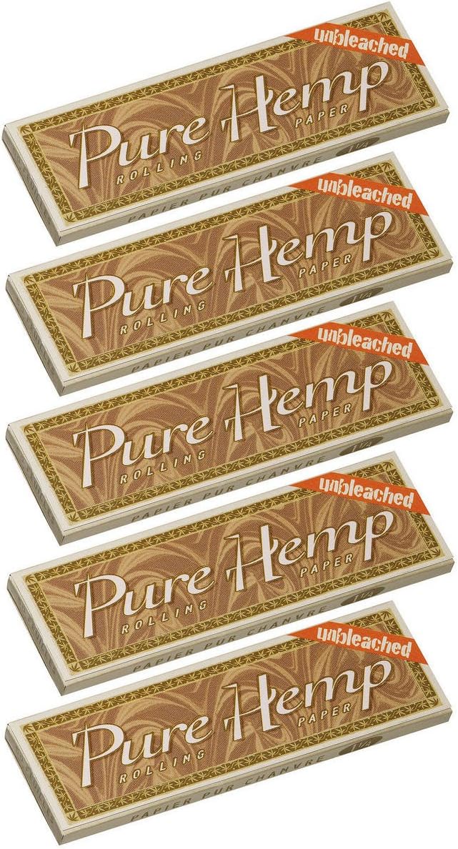 5 Pack Pure Hemp Unbleached Single Wide Cigarette Rolling Paper 250 Leaves