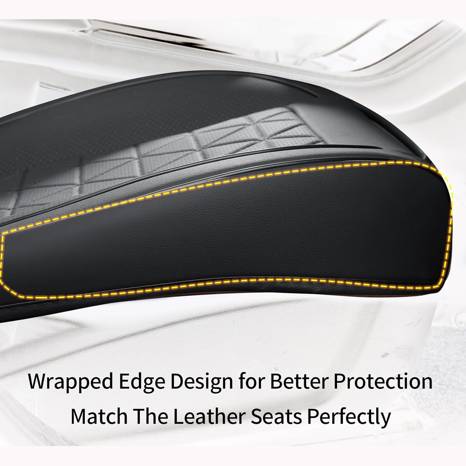 Leather Front Car Seat Cover - Bottom Car Seat Covers Fully Wrapped, Non-Slip, Luxury Appearance and Comfort, Fits Most Vehicles, 2 Pack, Black