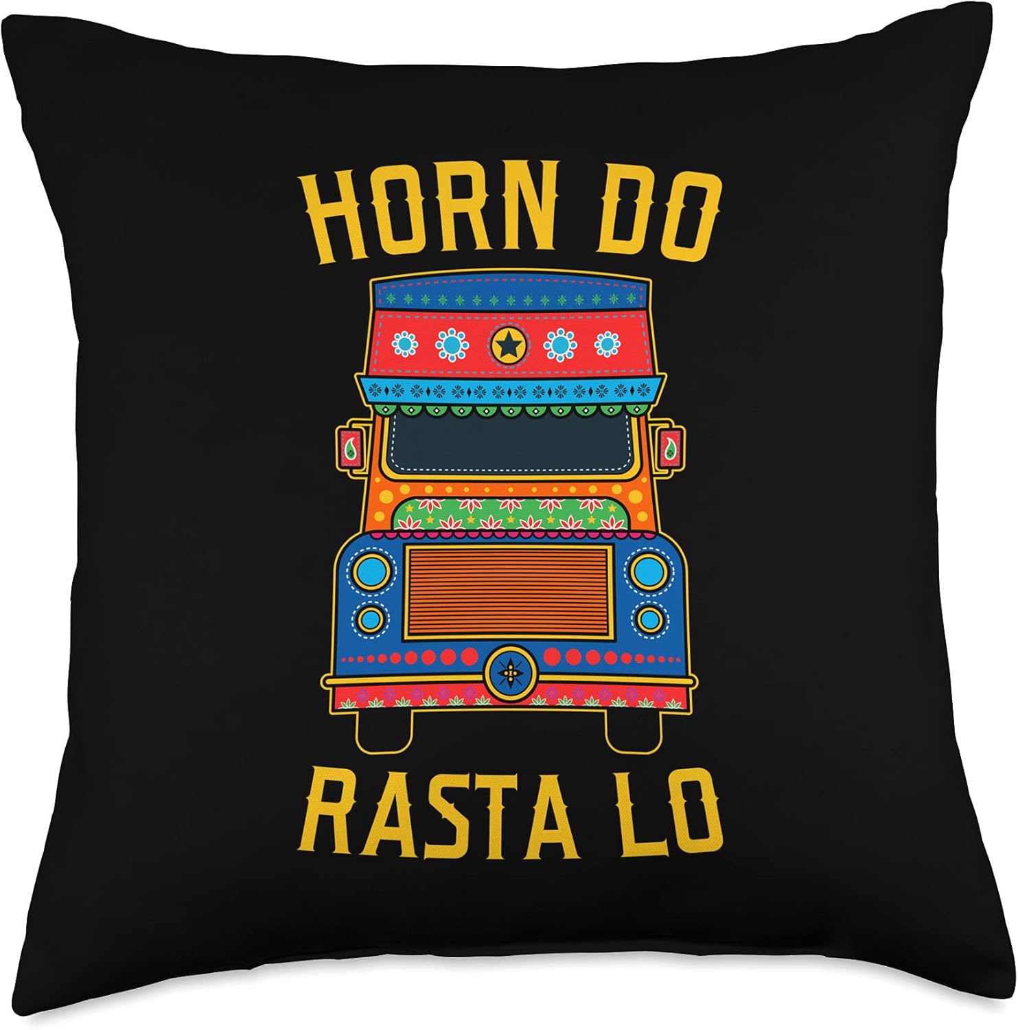 Horn Do Rasta Lo Pakistani Truck Art Throw Pillow