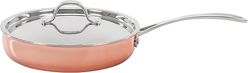 CONCORD Utensilios de cocina de cobre natural Triply (sartén de 9.5 pulgadas)