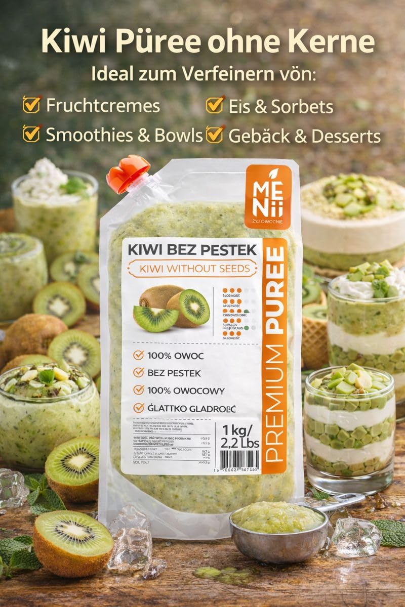 Premium puree kiwi napój, ciasto, desery, lody, gastronomia, owoce, kivi, miąższ owocowy, smoothie, egzotyczne owoce