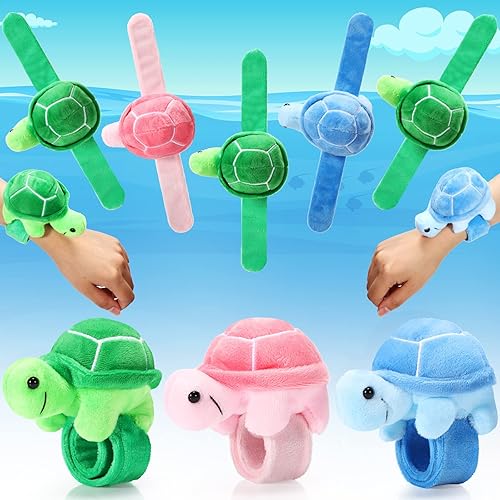 Miniatura 7 de Lenwen 15 Pcs Stuffed Turtle Slap Bracelets Adorable Turtle Stuffed Animals Bracelets for Kids Plush Turtle Slap Bracelets Bulk for Birthday Sea