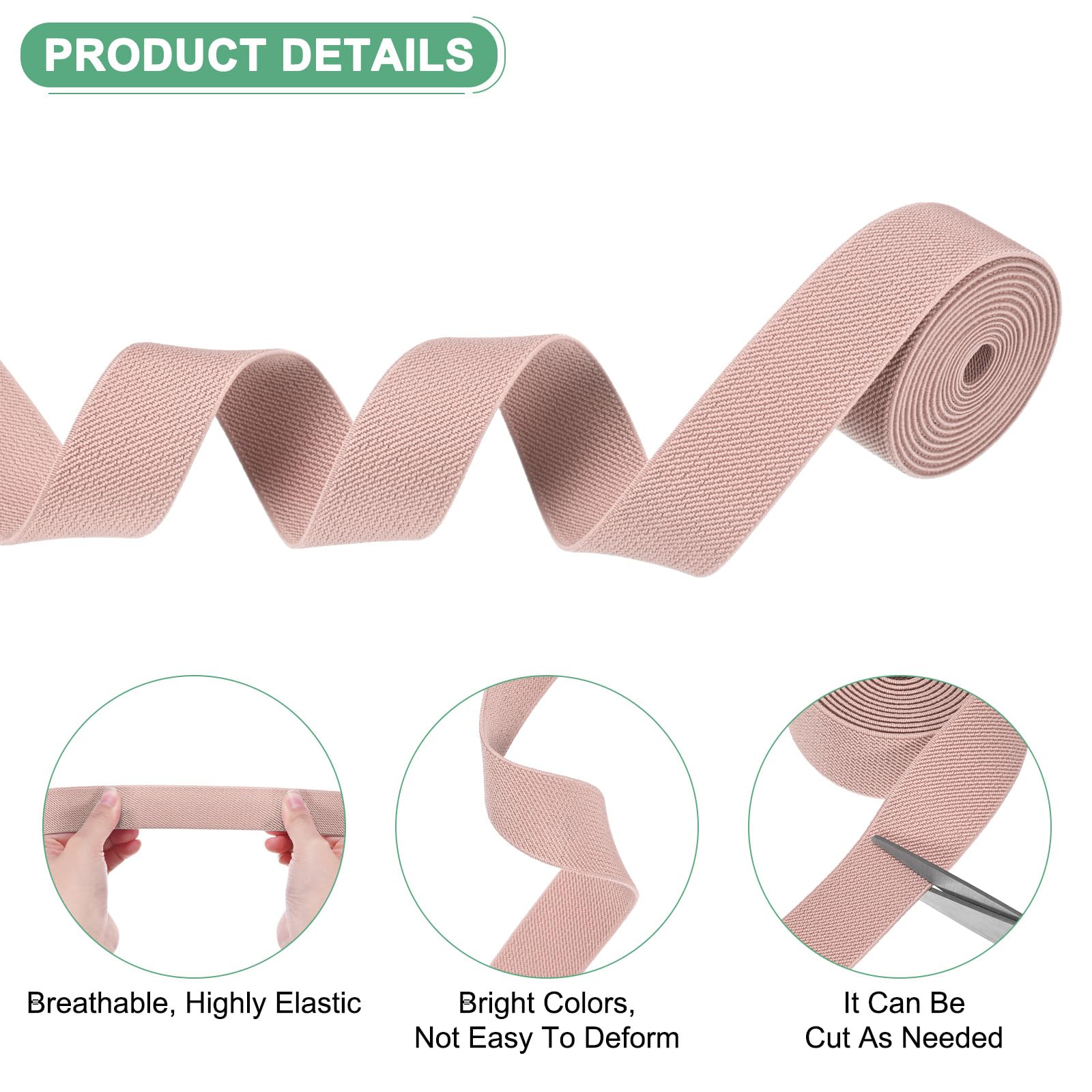 M METERXITY Elastic Bands for Sewing 1.2" 4 Yards Roll of High Elasticity Knit Elastic Spool - Image 2