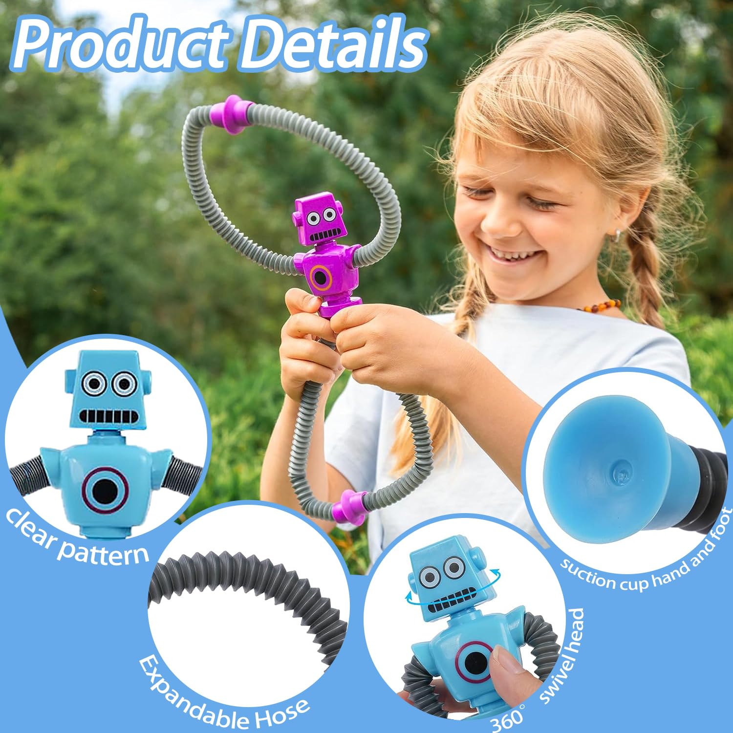4x Teleskop Saugnapf Roboter Spielzeug - Dekospielzeug Mit Saugnapffüßen Für Kinder
