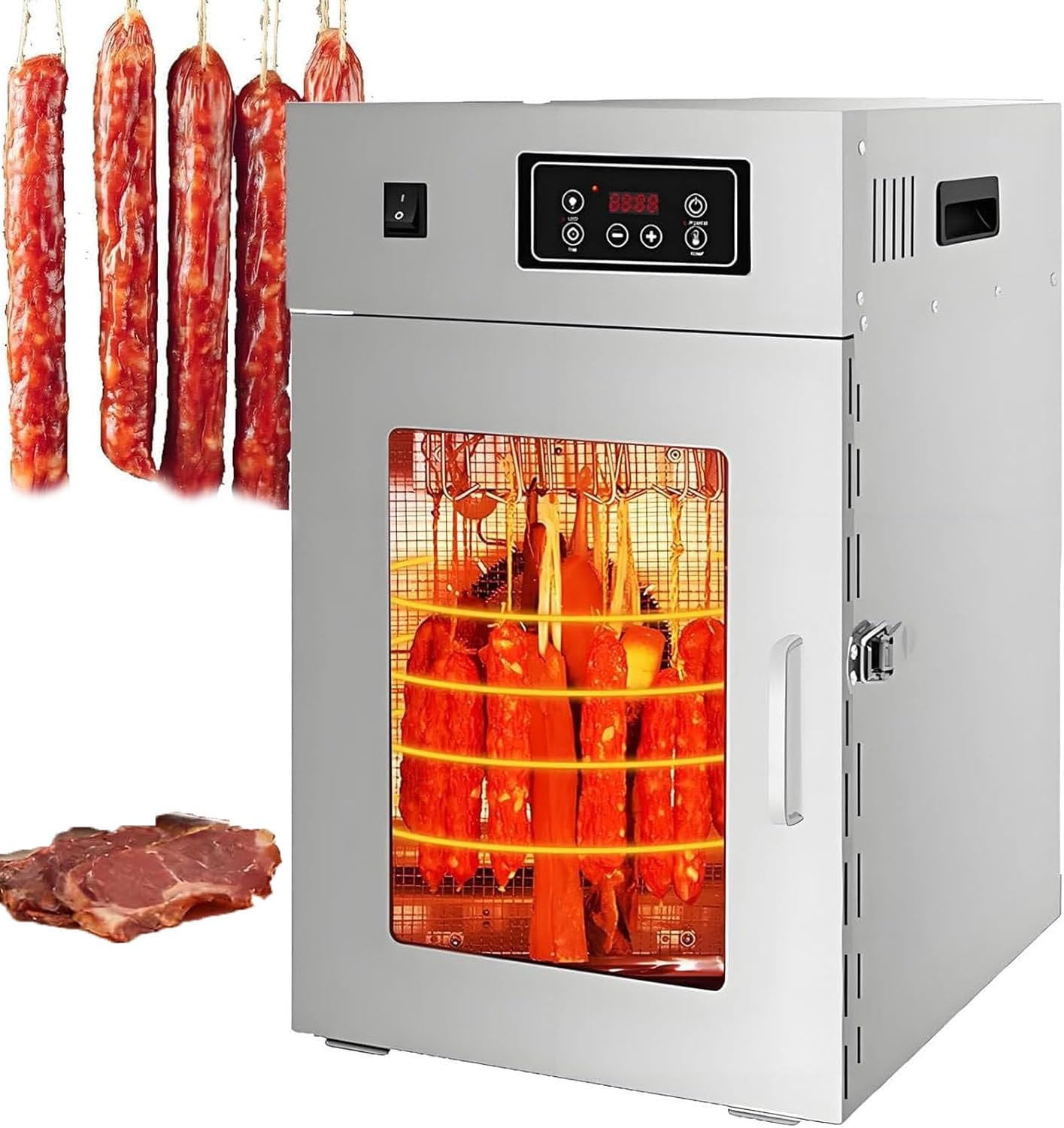 LjlXanthiper Food Dehydrator Machine,800w Stainless Steel Biltong Box Drying Cabinet Dehydrator Machine,14 Hooks,30-90°c Temperature,Dehydrator for Meat Beef Herb Fruit Vegetable Nut