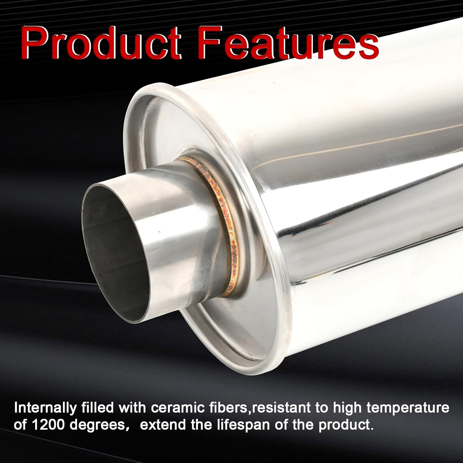 2.75'' Inch Ultra Quiet Resonator,2.75" Inlet 2.75" Outlet Exhaust Resonator,13.8" Overall Length Performance Muffler Resonator T304 Stainless Steel Universal Fitment