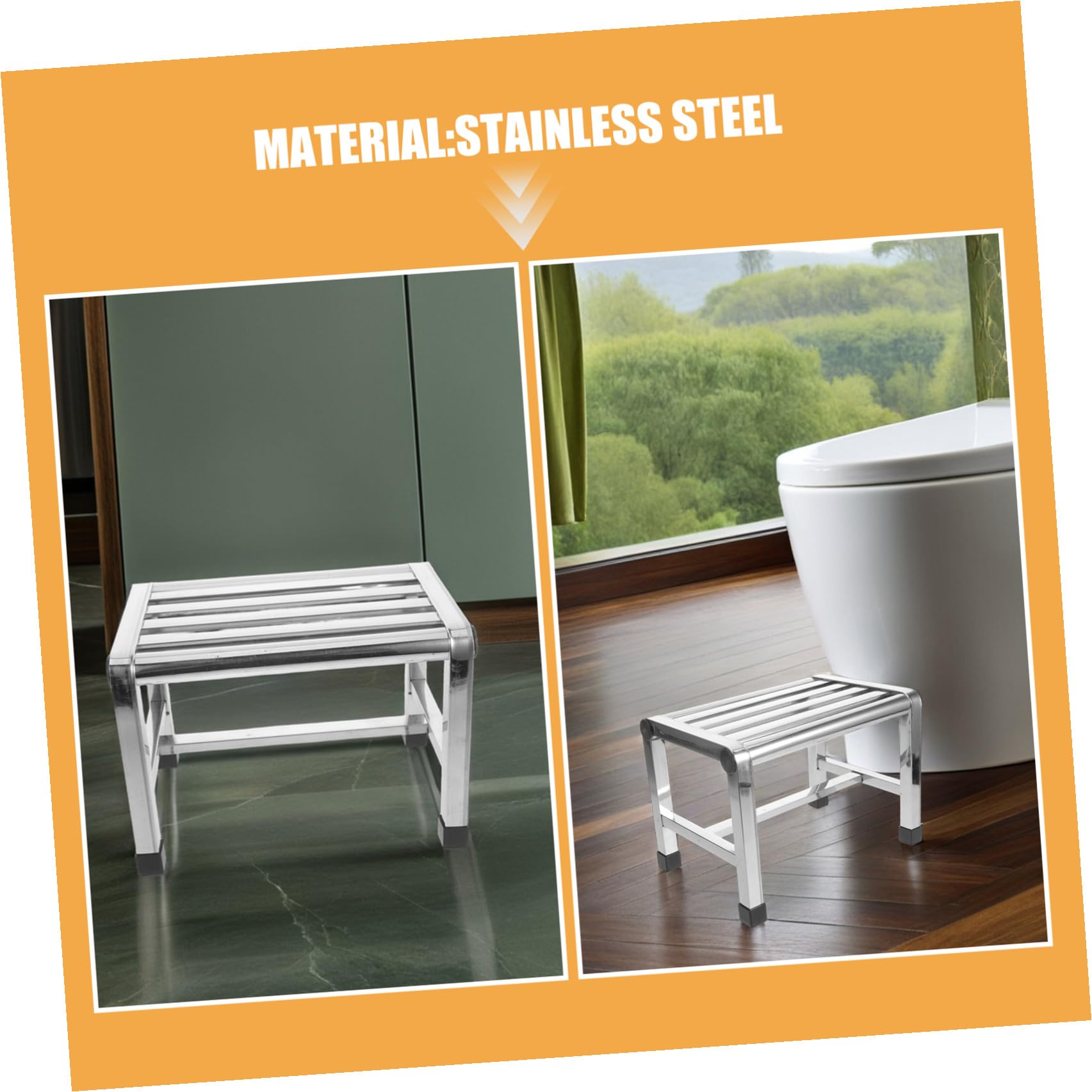 Luxshiny Silla de Ducha Banco de baño de Acero Inoxidable Antideslizante Estructura Hueca para Personas Mayores en bañeras y Balcones