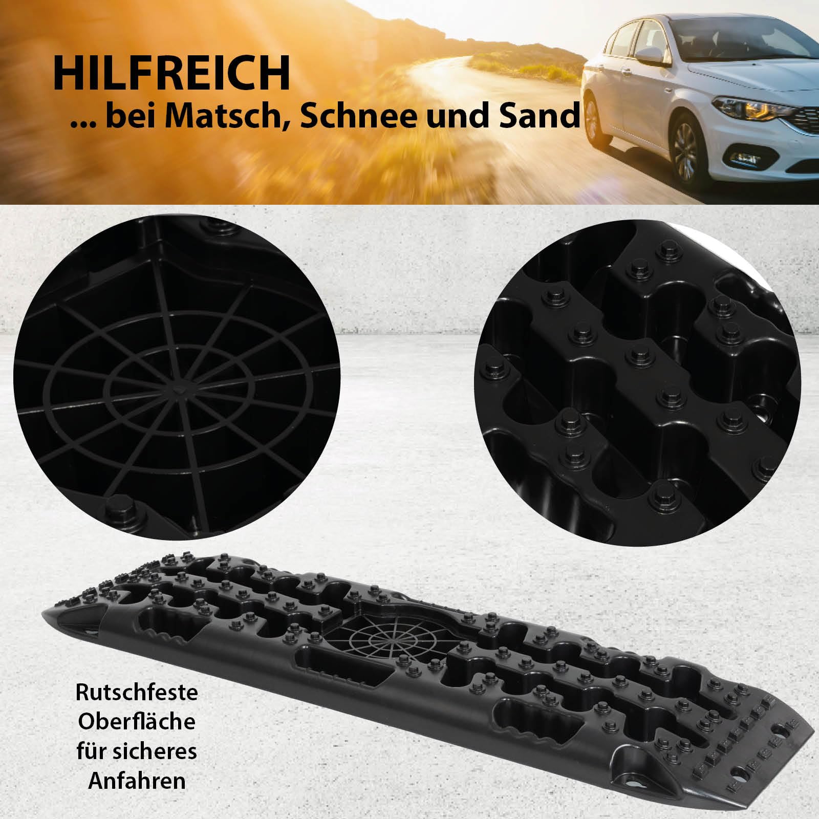 TRUTZHOLM 2X Anfahrhilfe 106x31x6 cm Sandbleche 5t | Unterlegrampe, Offroad Traktionshilfe Recovery Board, Schlamm Schnee Sand, Mit Aufbewahrungstasche