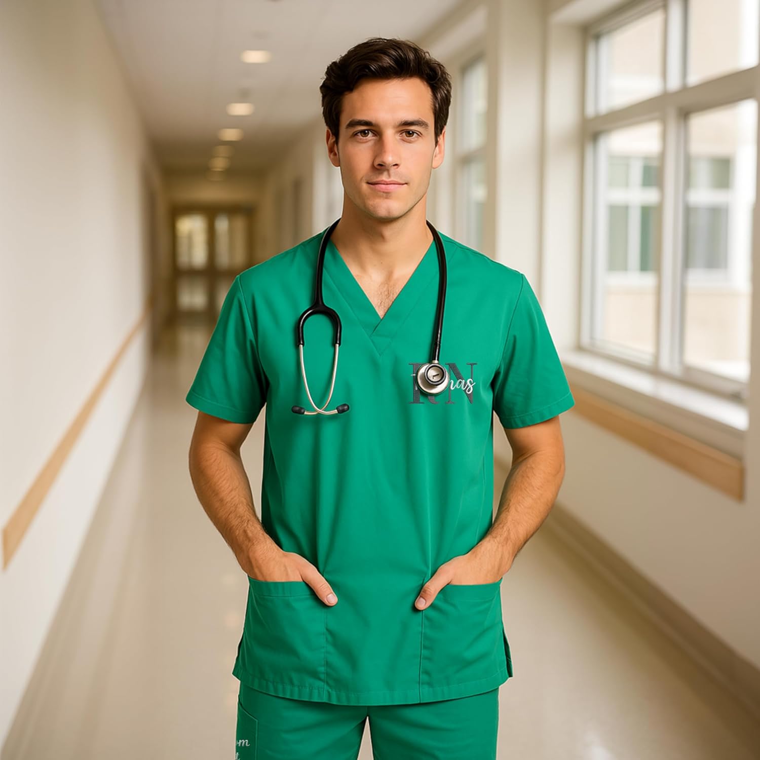 Custom Text Name Scrub Set for Men Women, Personalized Name Medical Uniform RN CNA LPN,Custom Healthcare Gifts 2