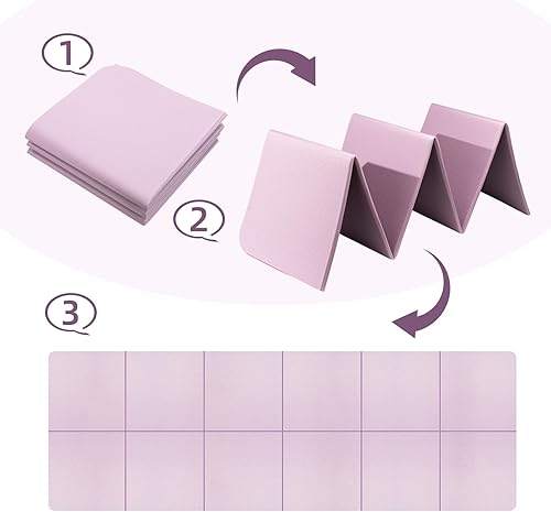 Miniatura 2 de Esterilla de yoga plegable gruesa antideslizante de elastómero termoplástico, tapete de yoga de viaje con bolsa de transporte, ideal para yoga,